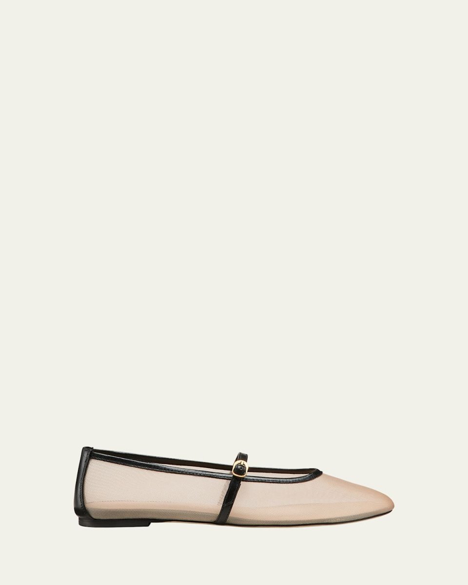 Bareitall Mesh Leather Mary Jane Flats